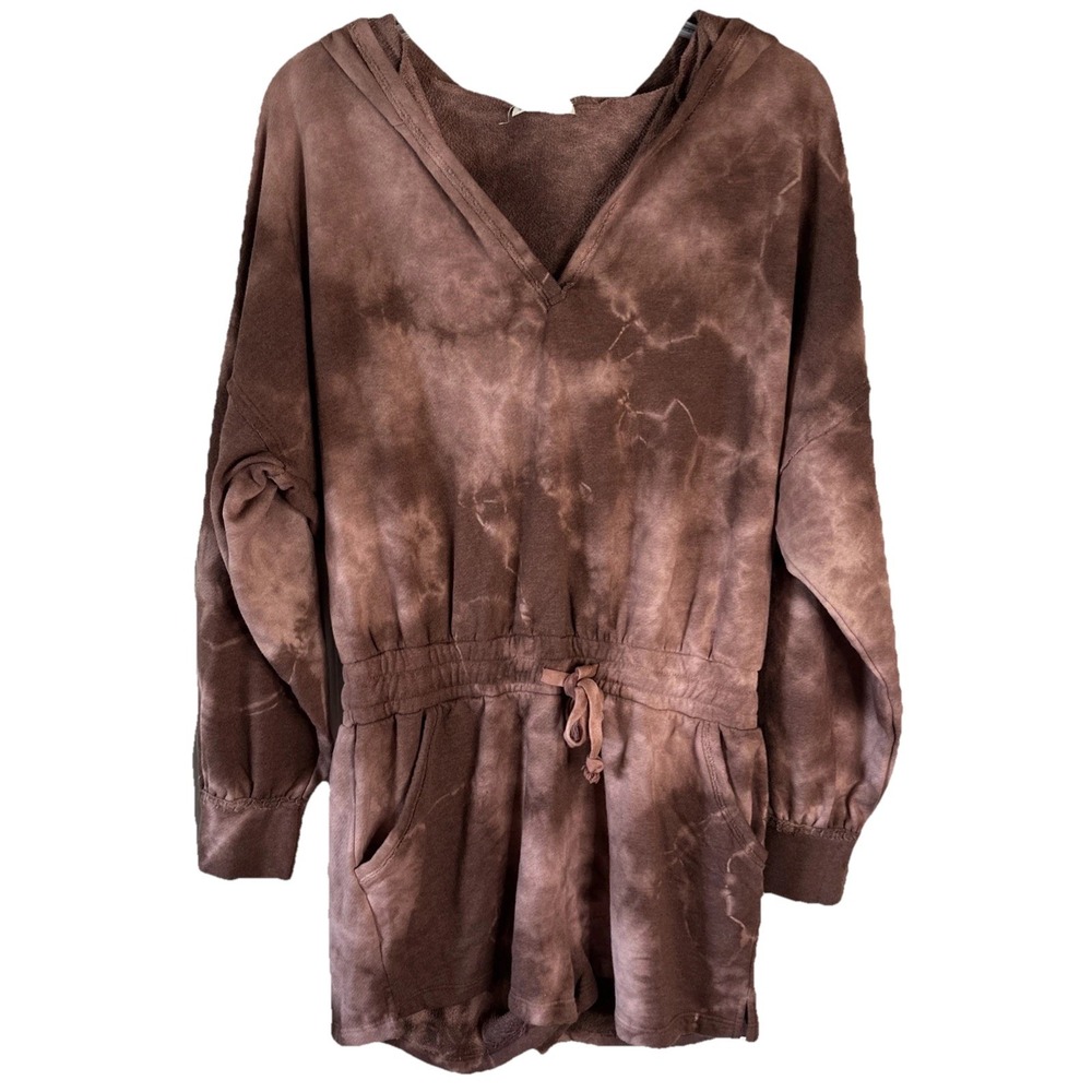 Free People Brown Tie-Dye Hooded Romper